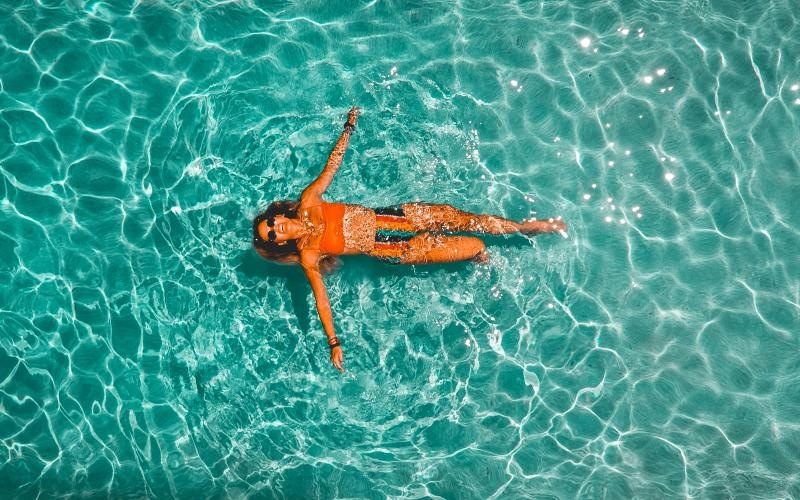 a person swimming in water