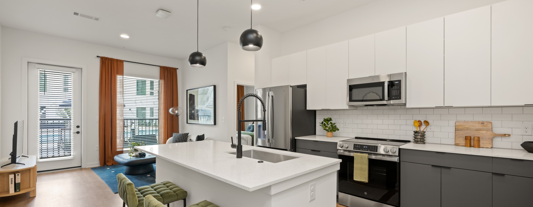 kitchen with white cabinets